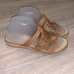 Thomas McAn Womens Slide Sandals Size 6 Brown Open Toe